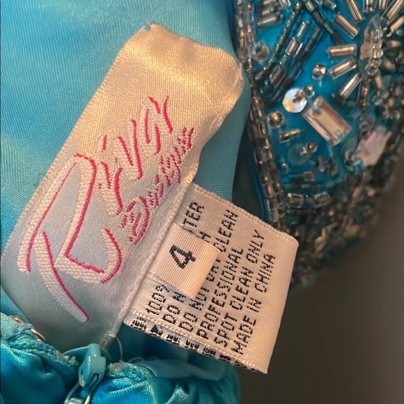 Riva Designs Turquoise Sequin Prom Dress - Picture 6 of 6
